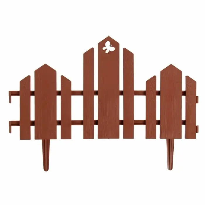 Ограждение декоративное, 25&times;170 см, 5 секций, пластик, терракотовое, &laquo;Чудный сад&raquo;