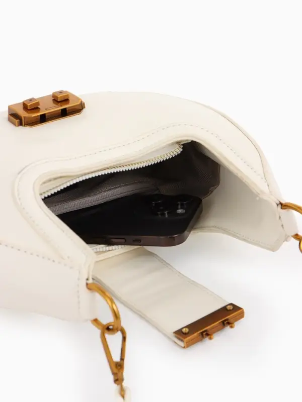 Сумка женская багет TEXTURA на молнии, 24&times;6.5&times;13 см, молочная