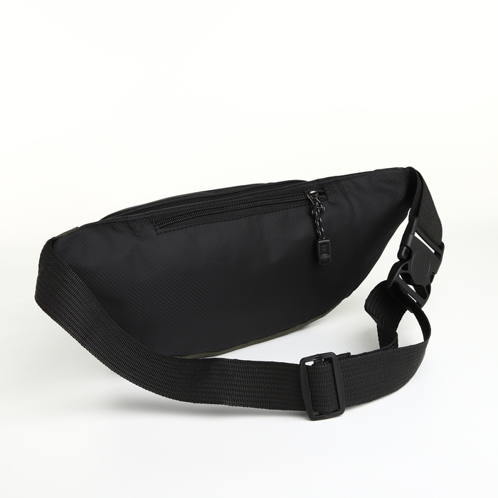 Поясная сумка на молнии, 3 наружных кармана, цвет зелёный/чёрный Поясная сумка на молнии, 3 наружных кармана, цвет зелёный/чёрный