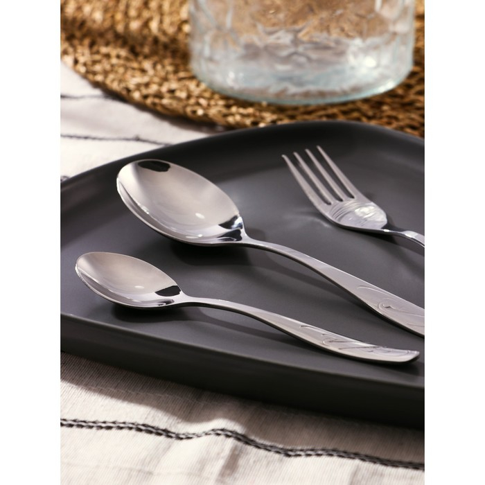 Набор столовый &laquo;Лира&raquo;, 18 предметов, картонная коробка, цвет серебряный