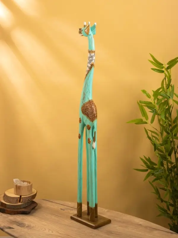 Сувенир Сувенир "Жираф" дерево 20х12х100 см, цв. бирюзовый