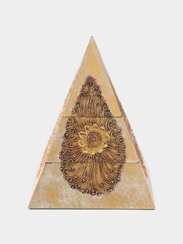 Шкатулка "Пиамидка" 21х21х31 см, МДФ, цв. золото