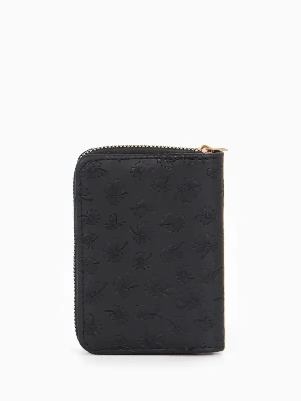 Кошелёк на молнии, 13&times;2&times;9 см, с принтом, чёрный