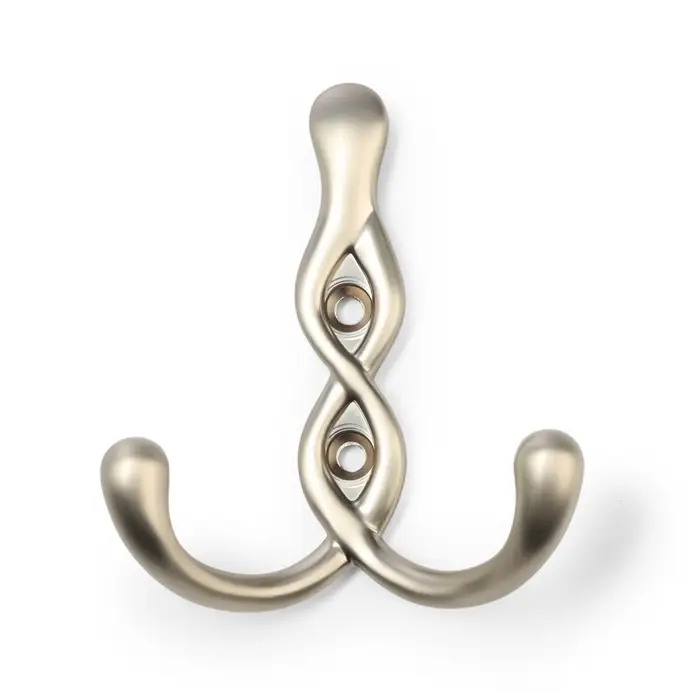 Крючок мебельный CAPPIO PIGTAIL, двухрожковый, цвет матовый сатиновый никель