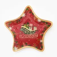 Блюдо сервировочное новогоднее Доляна &laquo;Зимний пир&raquo;, 15&times;1.5 см, в форме звезды, стекло, красное