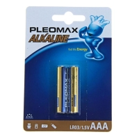 Батарейка алкалиновая Pleomax, AAA, LR03-2BL, 1.5В, блистер, 2 шт.