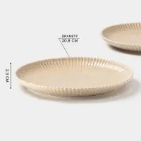 Тарелки Доляна &laquo;Коралл&raquo;, d=20.8 см, набор 2 шт., фарфор, бежевые