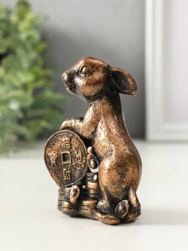 Фигура Фигура "Заяц на деньгах", высота 10 см, цвет винтажная бронза