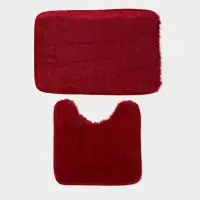 Коврики для ванной и туалета Доляна &laquo;Пушистик&raquo;, 2 шт., 38&times;40 см, 40&times;60 см, бордовые