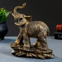 Фигурка полистоун &laquo;Слон хобот вверх на горе&raquo;, под бронзу, 18&times;16&times;9 см