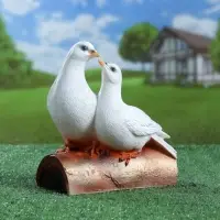 Садовая фигура из полистоуна &laquo;Голуби Пара на трубе&raquo;, 25&times;14&times;22 см