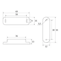 Магнит мебельный M002W, 60×13, средний, белый