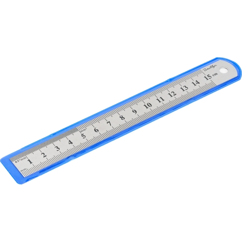 Линейка двухсторонняя металлическая 15 см., ЛМ15
