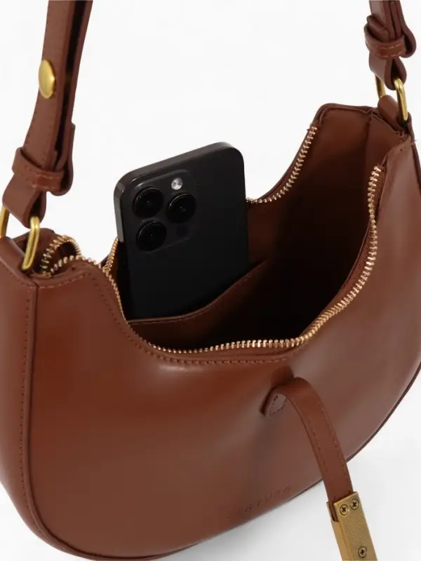 Сумка женская багет TEXTURA на молнии, 24&times;6&times;14 см, коричневая