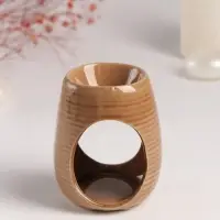 Аромалампа для эфирных масел &laquo;Полоски&raquo;, керамика, бежевая, 6.5&times;6.5&times;8.5 см