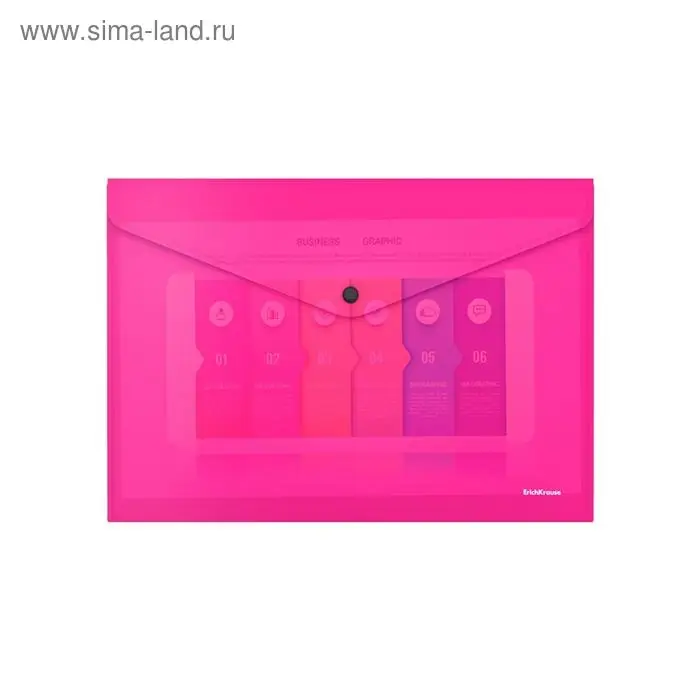 Папка-конверт на кнопке А4, 180 мкм, ErichKrause Glossy Neon, глянцевая, пластиковая, полупрозрачная, микс Папка-конверт на кнопке А4, 180 мкм, ErichKrause Glossy Neon, глянцевая, пластиковая, полупрозрачная, микс