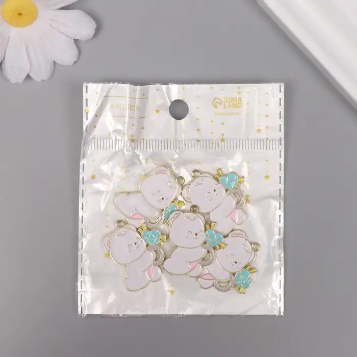 Декор для творчества металл, эмаль Декор для творчества металл, эмаль "Мишка с сердечком" 2,8х2,3 см