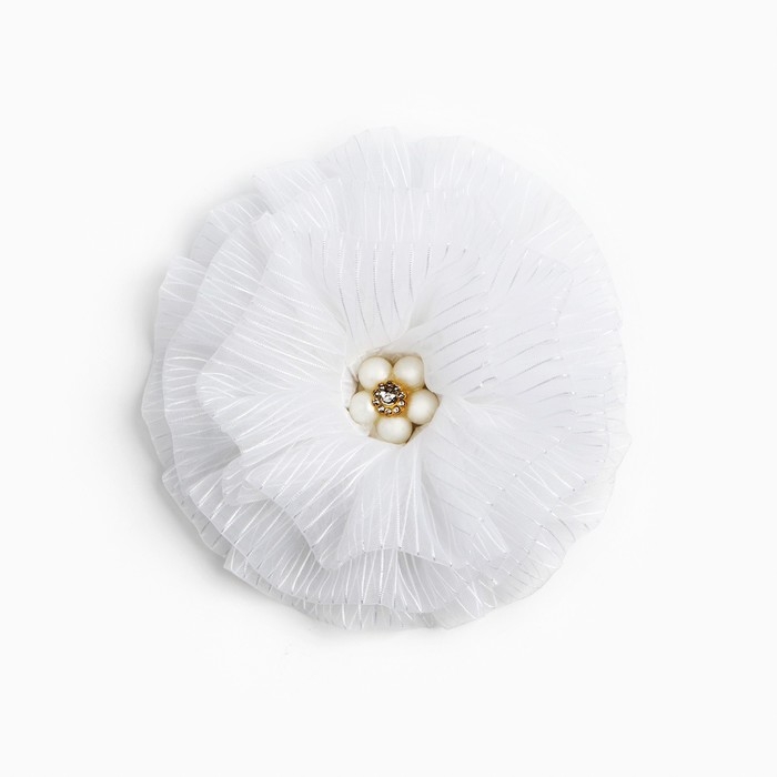 Выпускной. Бант для волос на резинке, белый, 11 см, Кошечка Мари