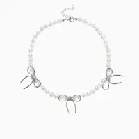 Колье &laquo;Жемчуг. Бантик&raquo;, L=32 см, белое в серебре