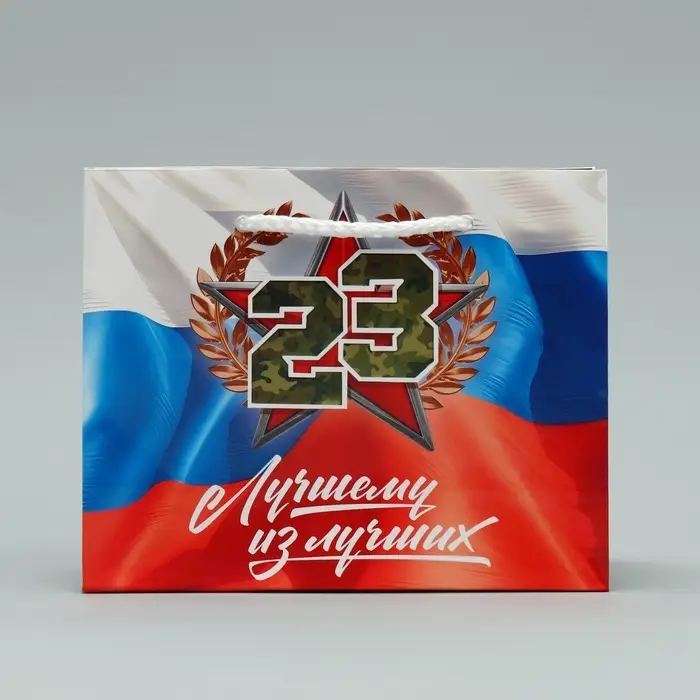 Пакет подарочный ламинированный, упаковка, «С 23 февраля», S 15 х 12 х 5.5 см