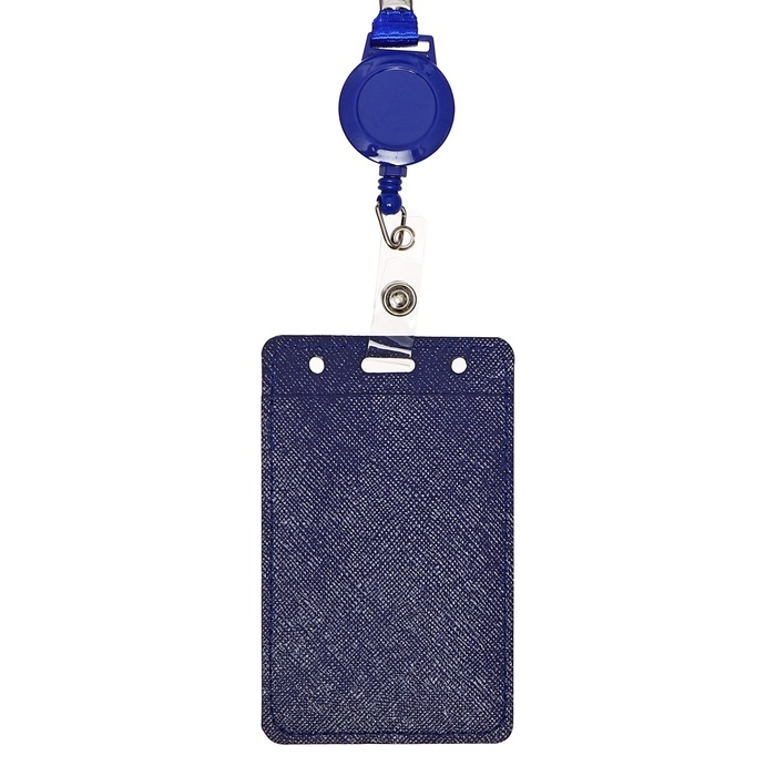 Бейдж-карман вертикальный кожзам, внешний 110x68мм, внутренний 85x54мм, лента 80x1,2см, синий. Бейдж-карман вертикальный кожзам, внешний 110x68мм, внутренний 85x54мм, лента 80x1,2см, синий.