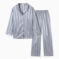 Пижама женская (рубашка, брюки) KAFTAN "Полоска", серо-голубой, р.52-54