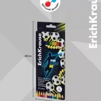 Карандаши 12 цветов ErichKrause Sport DNA, пластик, трехгранные, с европодвесом