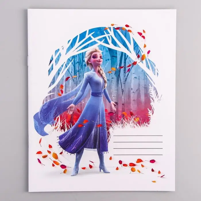 Тетрадь в клетку 12 листов, 5 видов МИКС, обложка мелованная бумага, &laquo;Холодное сердце&raquo;