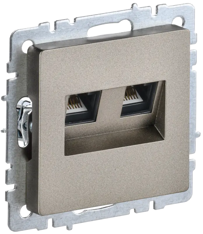 BRITE Розетка компьютерная двойная RJ45 кат.5E РК10-2-БрШ шампань