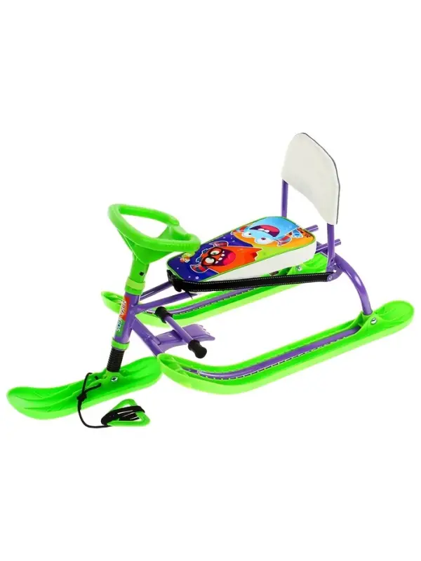 Снегокат &laquo;Twiny1+&raquo; с монстриками, со спинкой, зелёный, фиолетовый, TW1+/МН Nika Kids