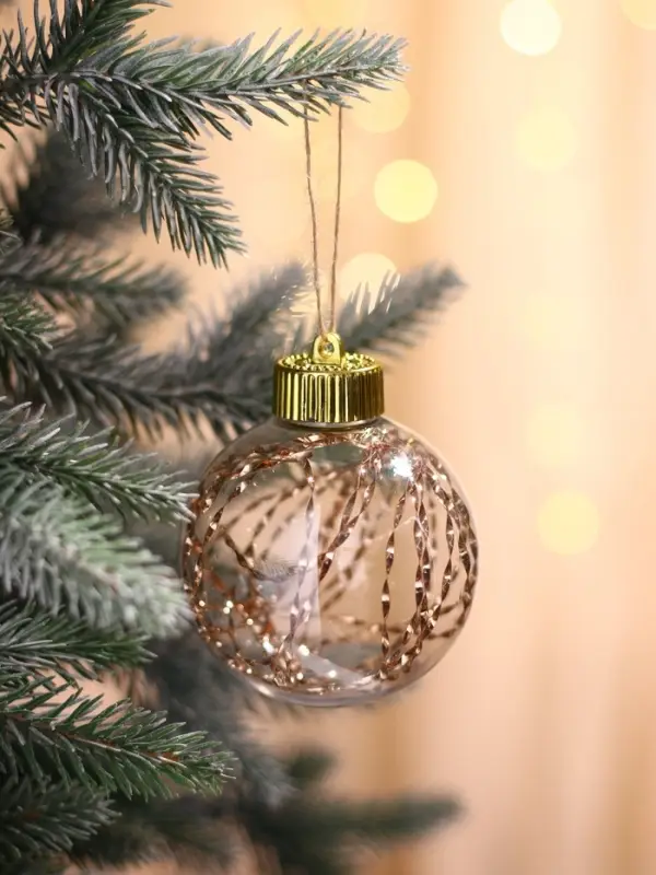 Ёлочные игрушки &laquo;Джотто&raquo;, шары новогодние, d=8 см, набор 3 шт., золото прозрачный