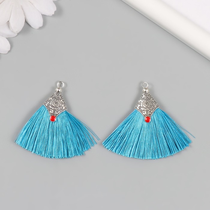 Декор для творчества текстиль Декор для творчества текстиль "Кисть Восток" синий набор 2 шт 1,6х4,5 см