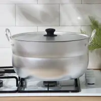 Кастрюля, 10 л, d=30 см, с крышкой, штампованный алюминий, серебристая