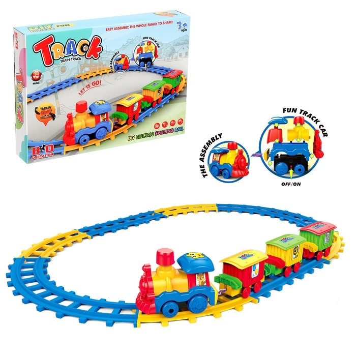 Железная дорога «Весёлый паровозик», звуковые эффекты, работает от батареек Железная дорога «Весёлый паровозик», звуковые эффекты, работает от батареек