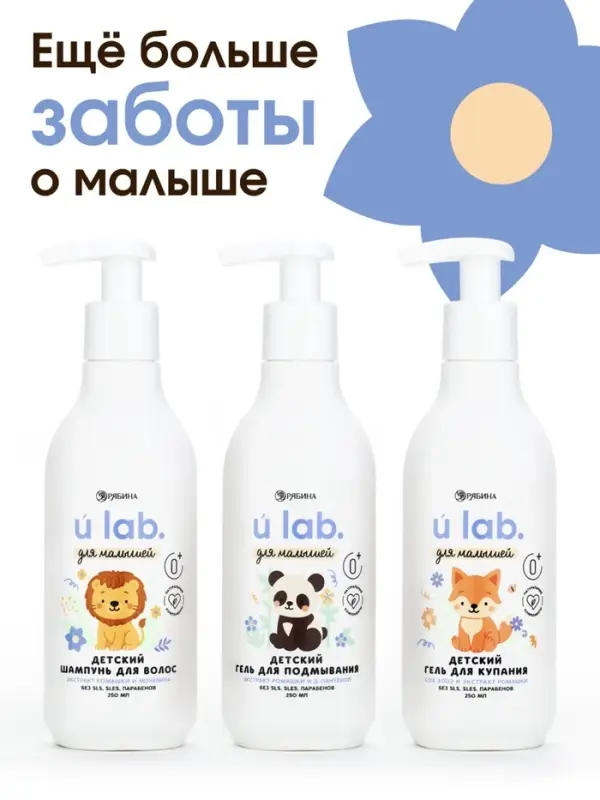 Детский гель для подмывания &laquo;Зверята&raquo;, с экстрактом ромашки, 250 мл, ULAB