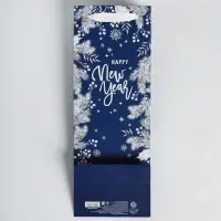 Пакет новогодний подарочный под бутылку Happy New Year!, 13&times;35&times;10 см