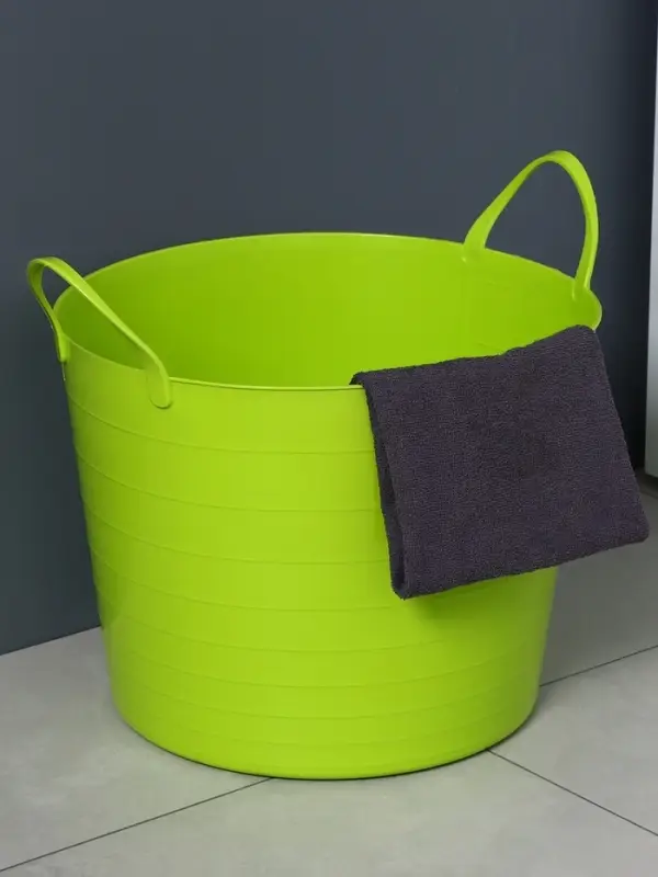 Корзина для белья мягкая, 27 л, d=37.5 см, h=30 см, ярко-зелёная