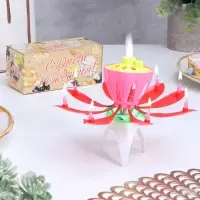 Свеча для торта музыкальная &laquo;Тюльпан&raquo;, красная, 12&times;5 см