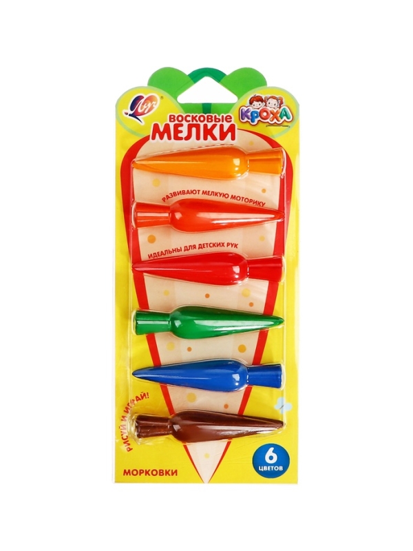 Мелки восковые 6цв Луч Кроха. Лапки, фигурные Мелки восковые 6цв Луч Кроха. Лапки, фигурные