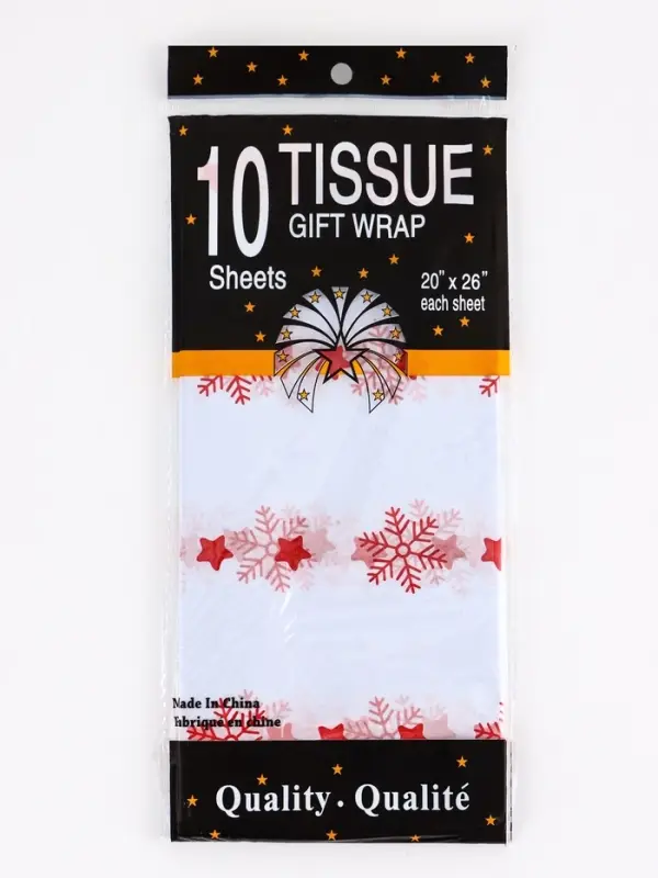 Бумага упаковочная тишью "Снежинки со звездами", 50 х 66 см