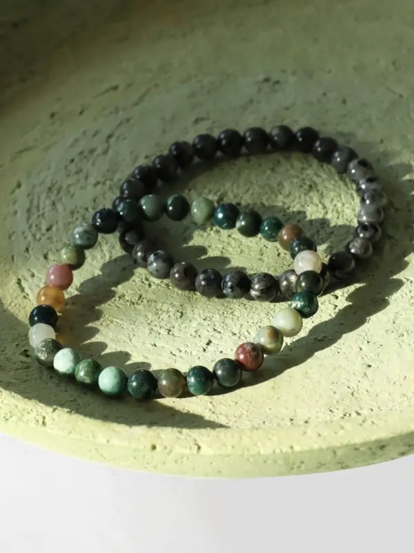 Набор браслетов из бусин &laquo;Лабрадор и Яшма&raquo;, 2 шт. шар №6