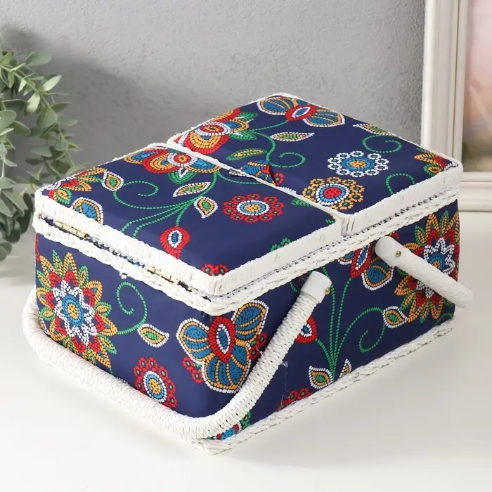 Шкатулка для рукоделия и шитья &laquo;Цветочная мозаика&raquo;, хранение ниток, иголок, мелочи, 19&times;26&times;14.5 см