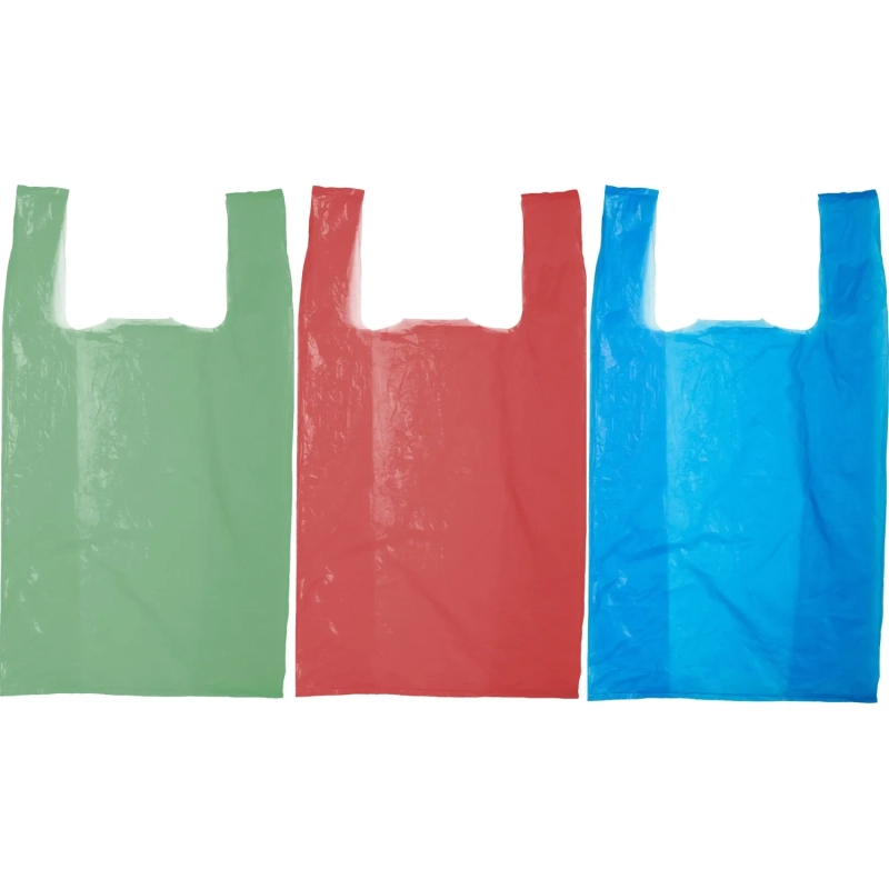 Пакет-майка ПНД 38+20х68 25мкм цветной 100шт./уп.