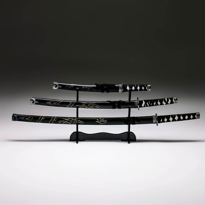 Сув. изделие катаны 3в1 на подставке, ножны дерево,  микс  54/81/100см 454263