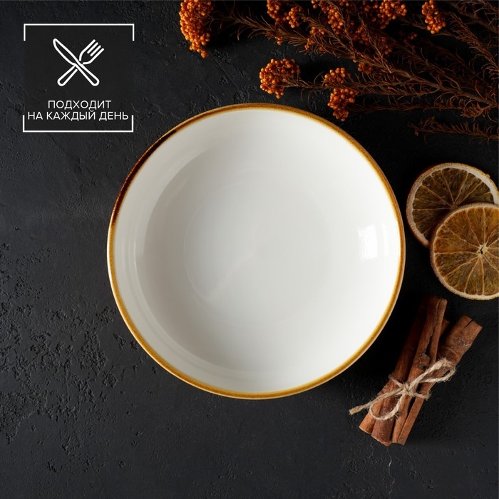 Тарелка фарфоровая глубокая Magistro «Церера», 700 мл, d=18,5 см, цвет оранжевый Тарелка фарфоровая глубокая Magistro «Церера», 700 мл, d=18,5 см, цвет оранжевый