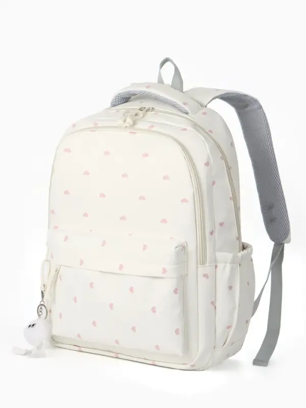 Рюкзак 31*13*48 см, 2 отд, 4 н/карм, Сердце, белый