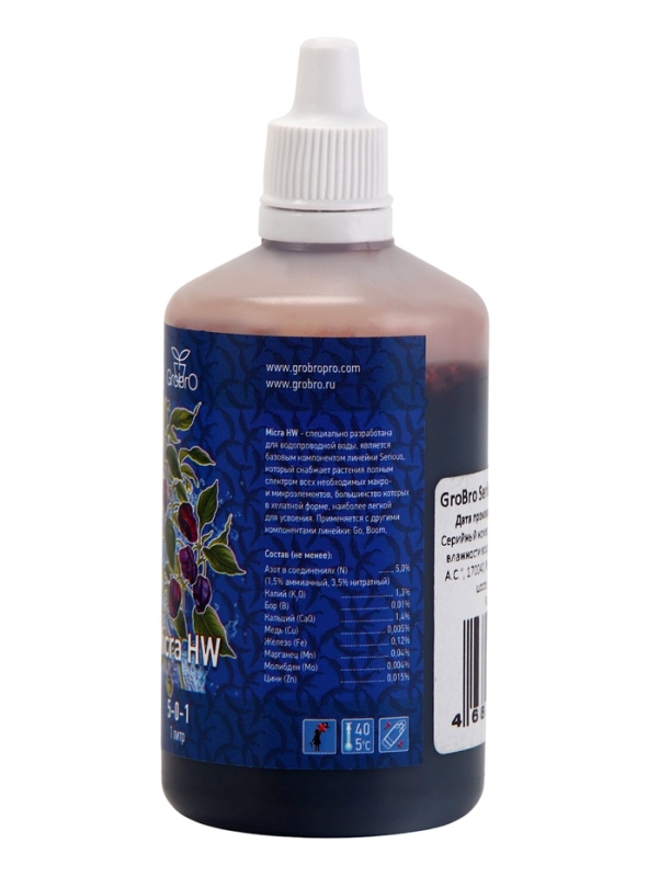 Удобрение для гидропоники  Удобрение для гидропоники "GroBro" Serious Micra HW, 100мл