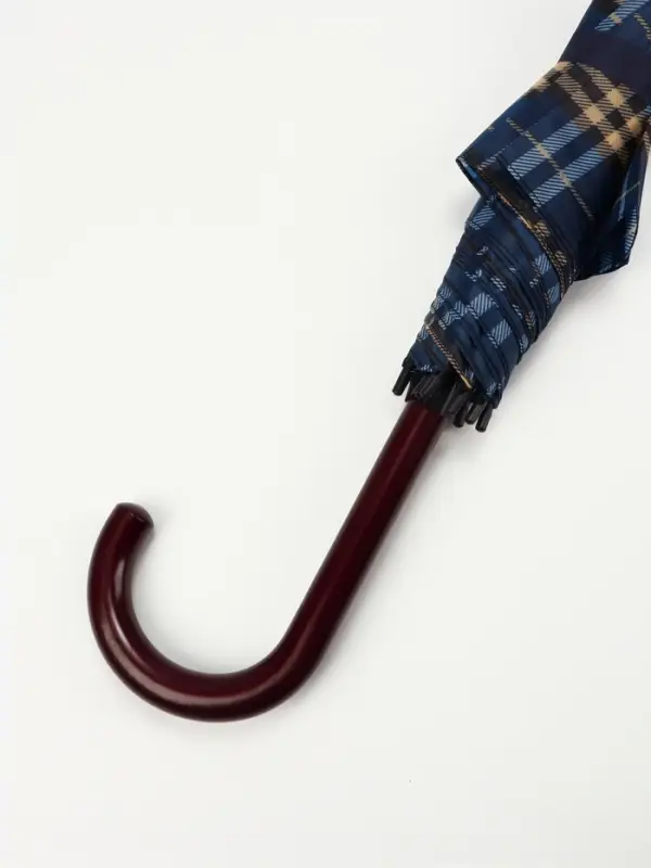 Зонт - трость полуавтоматический &laquo;Клетка&raquo;, 8 спиц, R=58/68 см, d=116 см, синий