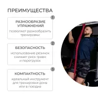 Эспандер ленточный многофункциональный ONLYTOP, 208&times;4.4&times;0.5 см, 17-54 кг, цвет красный