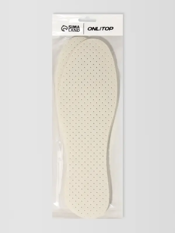Стельки для обуви, универсальные, двухслойные, дышащие, р-р RU до 47 (р-р Пр-ля до 47), 29.5 см, пара, белые